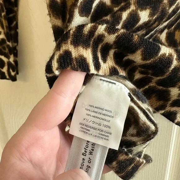 J.Crew Leopard Print Crewneck Wool Sweater – Size XXS - Picture 5 of 5